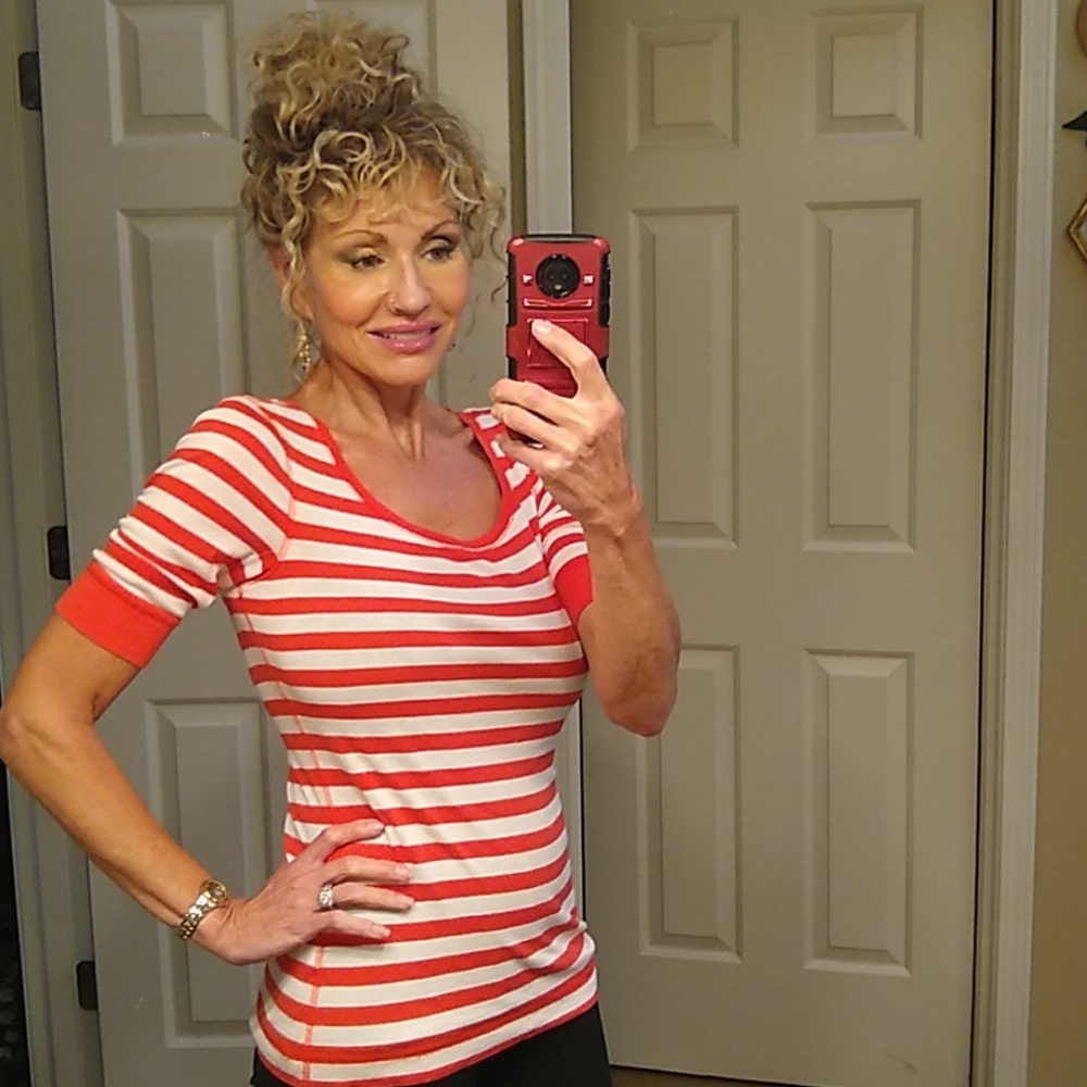 💕 halogen size medium striped top